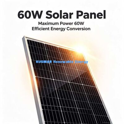 Portable 60W Monocrystalline Solar Panel Pre‑Drilled Mounting Holes Easy Installation Off‑Grid Power