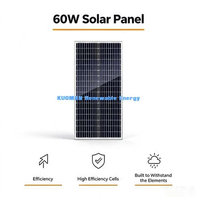 60W High‑Performance Mono Solar Panel Off‑Grid Power Supply For Outdoor Sensor And Billboard Equipment