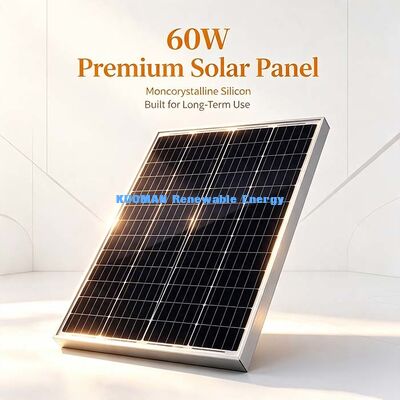60‑Watt STC‑Tested Monocrystalline Solar Panel 20V Working Voltage For Deep‑Cycle 12‑Volt Batteries