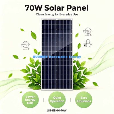 70W Monocrystalline Solar Panel Pre‑Drilled Mount Holes Easy‑Install Backyard Shed Solar Charging Panel
