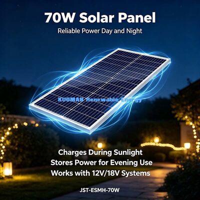 70W Monocrystalline Solar Panel Pre‑Drilled Mount Holes Easy‑Install Backyard Shed Solar Charging Panel