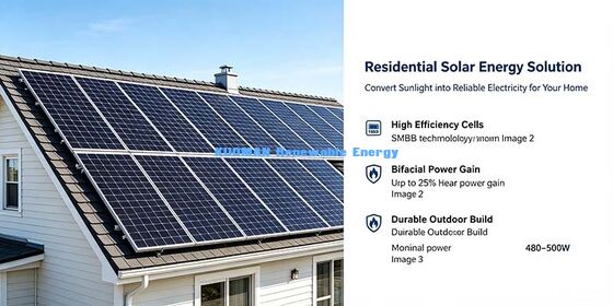 2.0mm Reinforced Glass 480‑500W Bifacial Solar Panel For Snow‑Heavy Areas