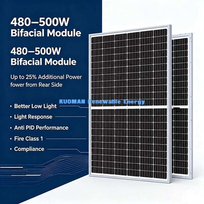 Wide‑Temperature‑Range 490W Bifacial Solar Module,‑40℃~+85℃ Working Range
