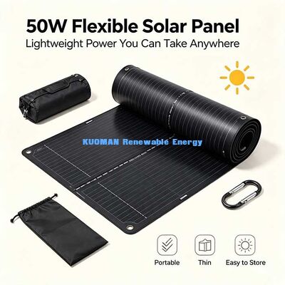 50W Off‑Grid Flexible Solar Panel, Foldable Monocrystalline Solar Charger for Campers, Yacht Owners & Homeowners