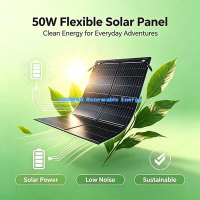 50W Portable Waterproof Flexible Solar Panel, Fold‑Up Solar Charger for 12V Battery, Power Station & Outdoor Devices