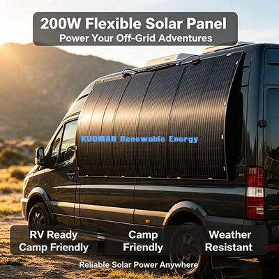Flexible 200W Solar Panel, Carbon‑Fiber Bendable Solar Module 12V Battery Charger for RV Boat Camping