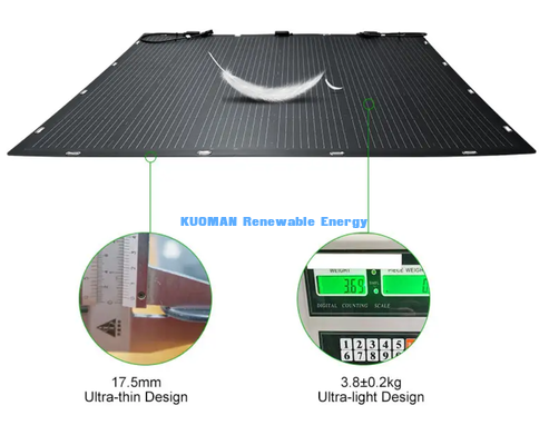 Flexible 200W Solar Panel, Carbon‑Fiber Bendable Solar Module 12V Battery Charger for RV Boat Camping