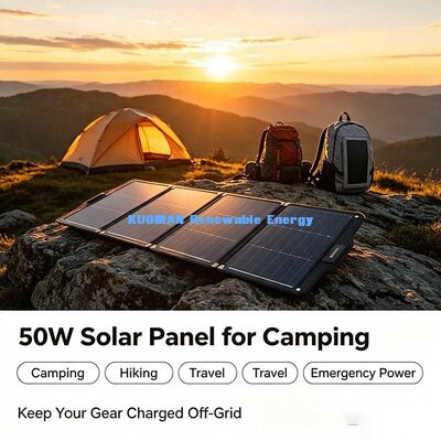 50W Waterproof‑Resistant Foldable Solar Panel, USB‑C DC Charger for Backpacking Trips