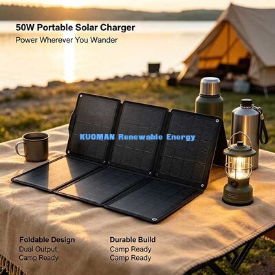 Off‑Grid 50W Foldable Solar Panel, Light‑Weight Solar Charger for Emergency Power Backup