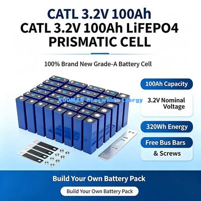 3.2V 100Ah Lifepo4 Prismatic Battery Cell, 0.39mΩ Low Internal Resistance Lithium Cell