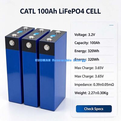 3.2V 100Ah Lifepo4 Prismatic Lithium‑Ion Cell, Complete Positive‑Negative Terminals, Solar Energy Storage Battery Cell