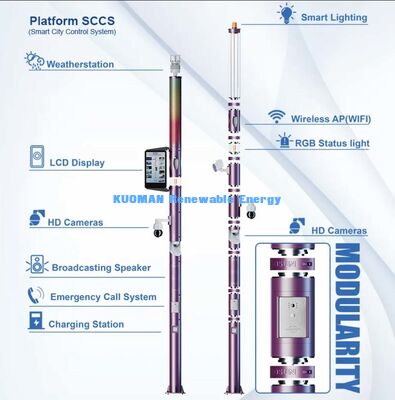 Modular Smart Pole with LED Lighting, Camera, WiFi and Emergency Call