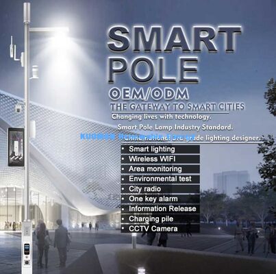 Smart IoT Street Light Pole, Remote Dimmable LED Smart Pole for Park, Plaza & Highway Smart Lighting