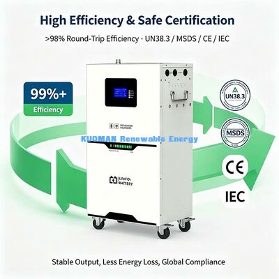 51.2V 100Ah Solar Storage LiFePO4 Battery, Max 100A Continuous Charge/Discharge