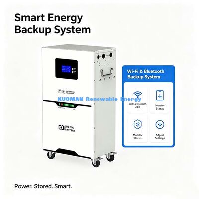 Off-Grid Backup 51.2V 100Ah LiFePO4 Battery WiFi Bluetooth Monitoring >98% Round Trip Efficiency