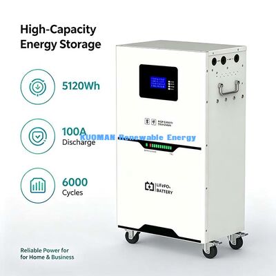 Off-Grid Backup 51.2V 100Ah LiFePO4 Battery WiFi Bluetooth Monitoring >98% Round Trip Efficiency